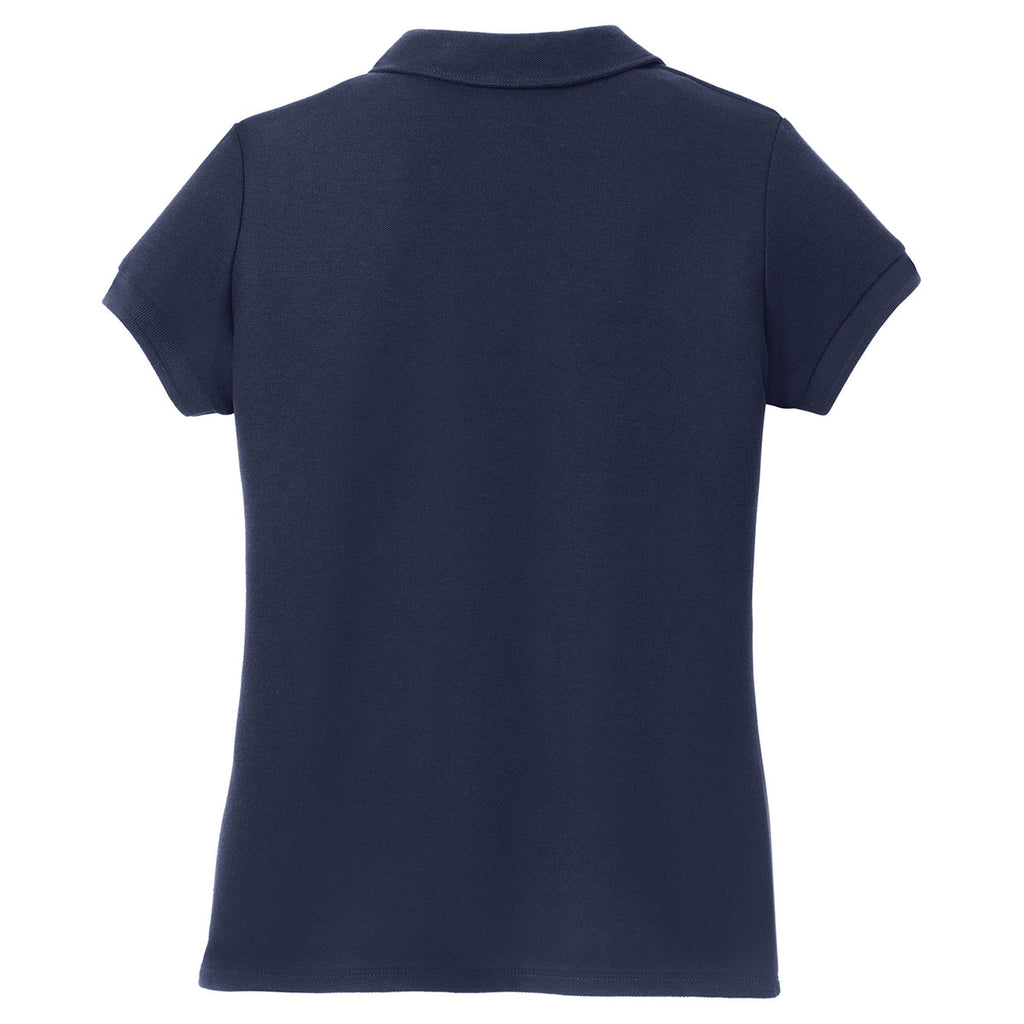 Port Authority Girls Navy Silk Touch Peter Pan Collar Polo