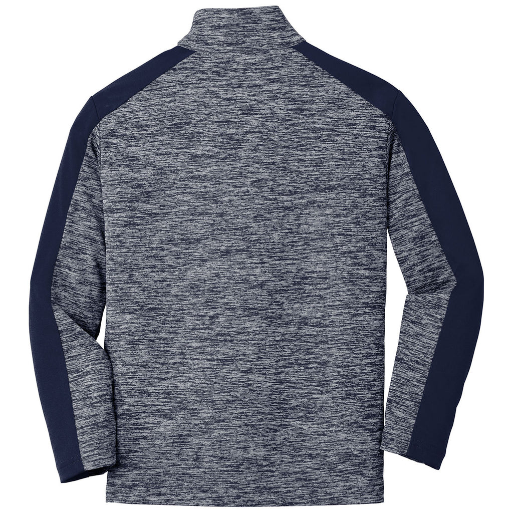 Sport-Tek Youth True Navy Electric/True Navy PosiCharge Electric Heather Colorblock 1/4-Zip Pullover