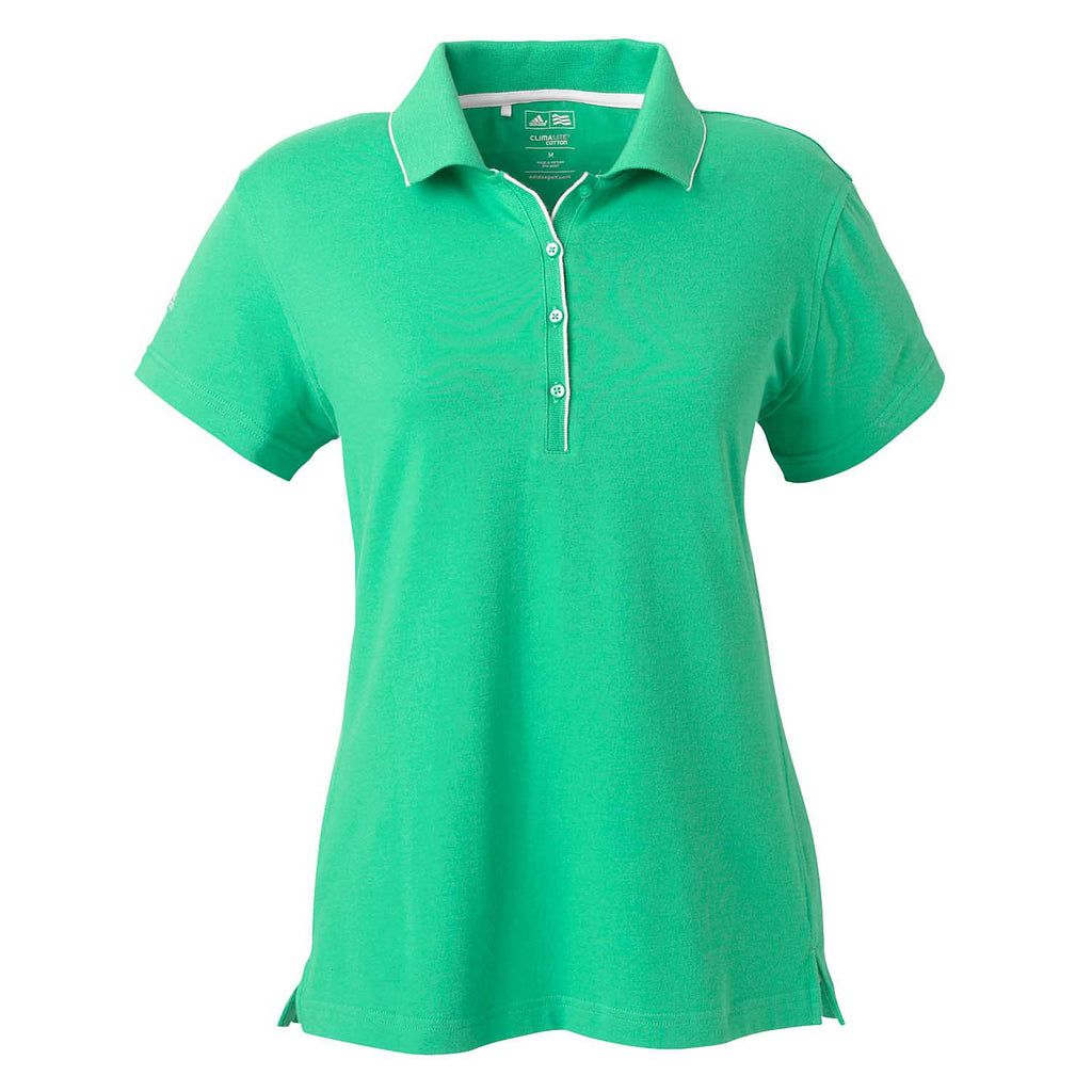 adidas Golf Women's ClimaLite Green/White S/S Jersey Polo